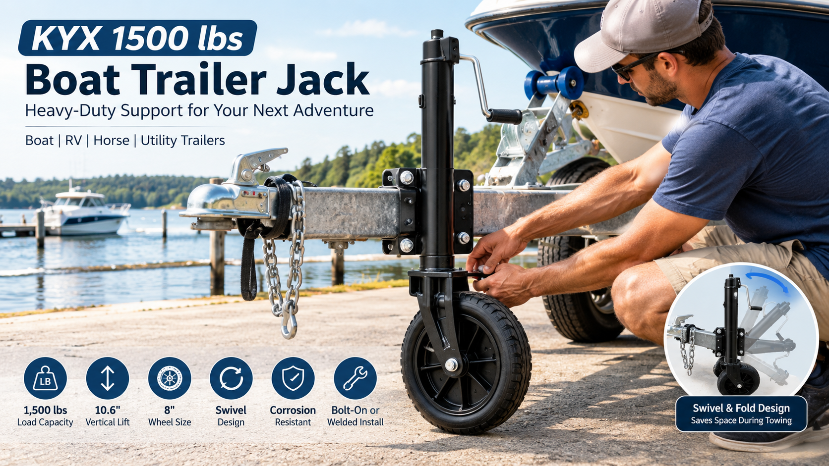 KYX 1500 lbs Boat Trailer Jack Review: Heavy-Duty Swivel Jack with 8-Inch Wheel