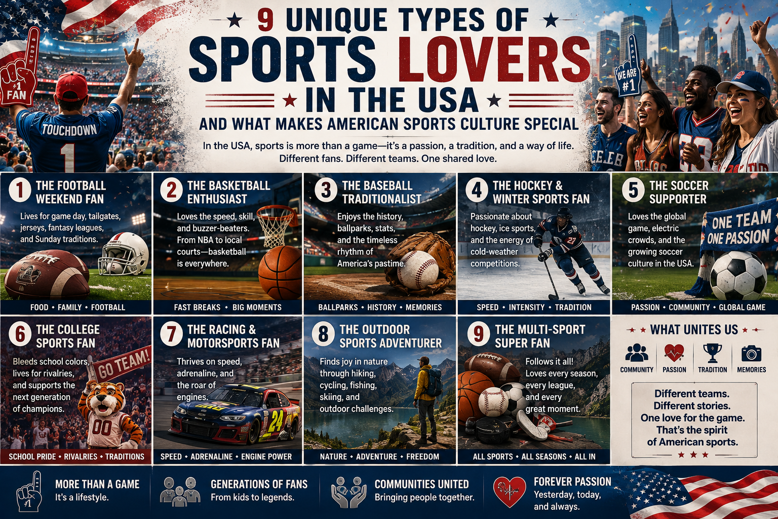 9 Unique Types of Sports Lovers in the USA and What Makes American Sports Culture Special